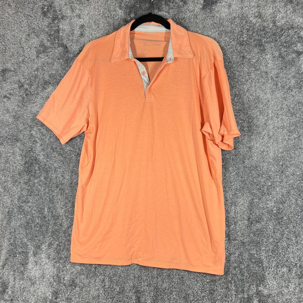 Patagonia Polo Shirt Mens M Orange Worn Wear Performance Stretch Casual